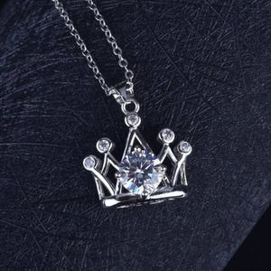 2ct Simulated Diamond Crown Necklace Sterling Silver